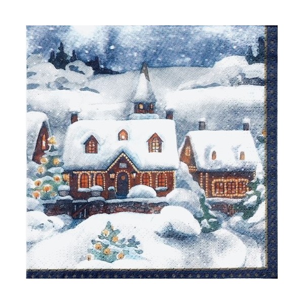 SERVIETTE DUNILIN 12 PIECES 40 X 40 CM WINTER VILLAGE