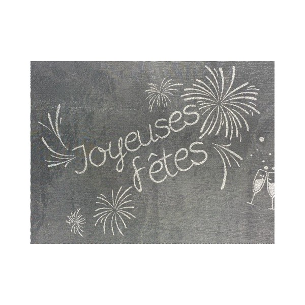 CHEMIN DE TABLE 28 CM X 5 M JOYEUSES FETES BLANC