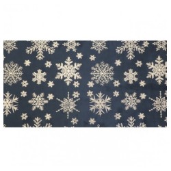 Chemin de table velours Snowflake bleu foncé/or 28cmx3M