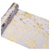 CHEMIN DE TABLE VELOURS BLANC FEERIE FLOCONS IMPRESSION OR 28CM X 3M