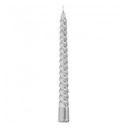 LOT 4 BOUGIES FLAMBEAU TORSADE ARGENT 25CM