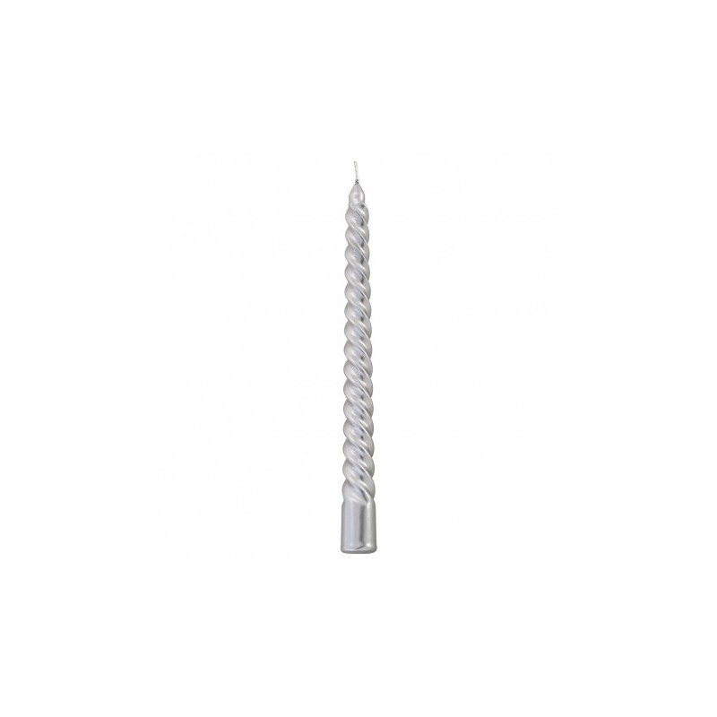 LOT 4 BOUGIES FLAMBEAU TORSADE ARGENT 25CM