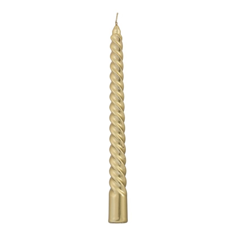 LOT 4 BOUGIES FLAMBEAU TORSADE OR 25CM