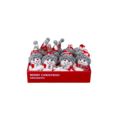 BONHOMME DE NEIGE BONNET GRIS/ROUGE POINTU OU POMPONS
