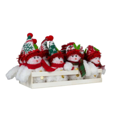 PETIT BONHOMME DE NEIGE TISSU BOUTON DORE