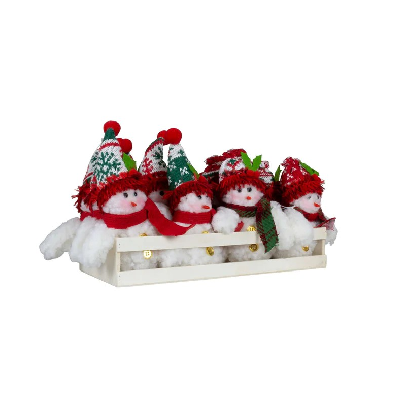 PETIT BONHOMME DE NEIGE TISSU BOUTON DORE