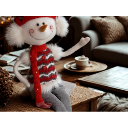 BONHOMME DE NEIGE HEUREUX ASSIS 60CM