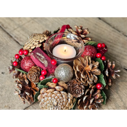 COURONNE BOUGIE BRILLANT /DOREE RONDE 20 CM 1 BOUGIE