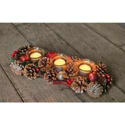 COURONNE BOUGIE BRILLANT/ DOREE LONGUE 38 CM POUR 3 BOUGIES
