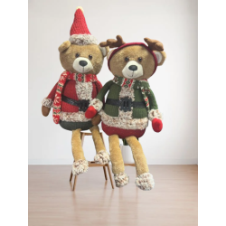 OURS ASSIS EN TENUE DE NOEL 75 CM
