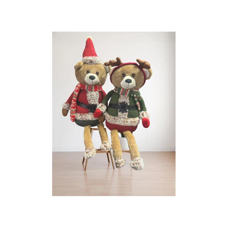 OURS ASSIS EN TENUE DE NOEL 75 CM OURS ASSIS EN TENUE DE NOEL 75 CM