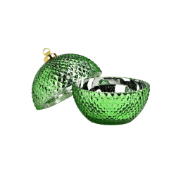 CONTENANT BOULE DE NOEL EN VERRE 13X15X13 CM VERT