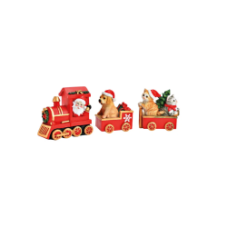 TRAIN SET DE 3 PIECES CHIENS ET CHAT 34X14X10CM