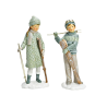 COUPLE FIGURINE FILLE & GARCON EN CERAMIQUE AVEC SKIS