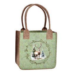 PETIT SAC EN FEUTRINE VERT 19X10X19CM (la pièce)