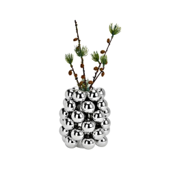 VASE BOULE DE NOEL ARGENT 14X17X14CM