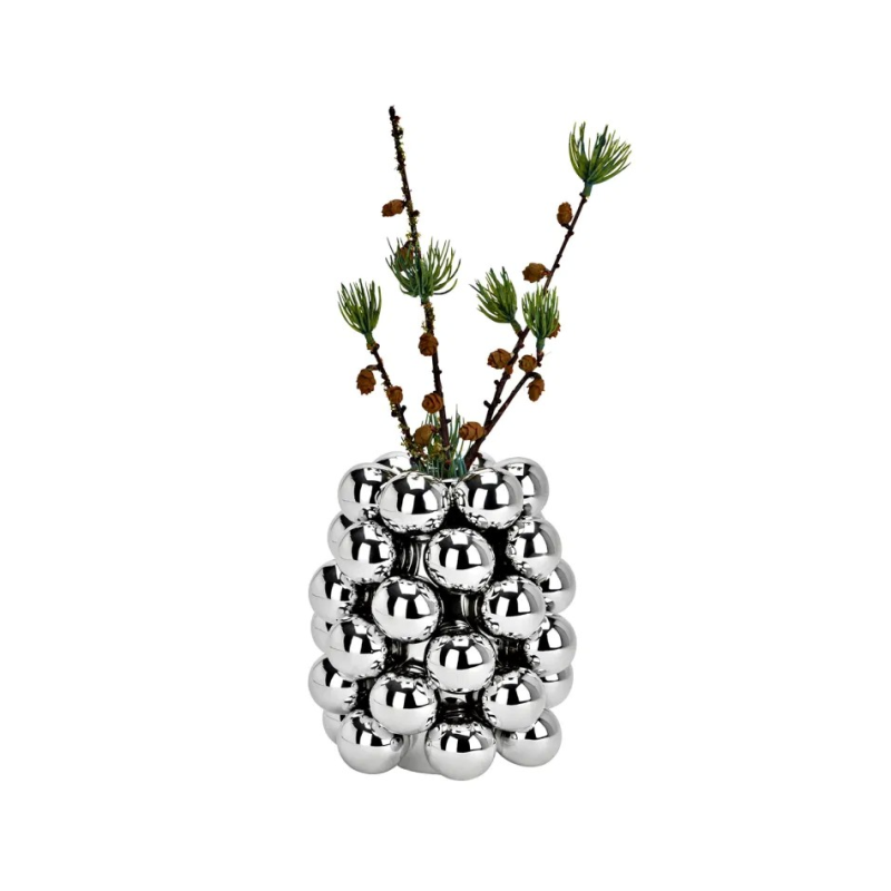 VASE BOULE DE NOEL ARGENT 14X17X14CM VASE BOULE DE NOEL ARGENT 14X17X14CM
