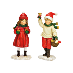 COUPLE ENFANT AVEC FLEURS 6X12X4 CM