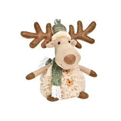 ELAN EN TISSU BOUCLETTE BEIGE ECHARPE VERTE 22X30X13CM