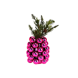 VASE BOULE DE NOEL FUCHSIA 14X17X14CM
