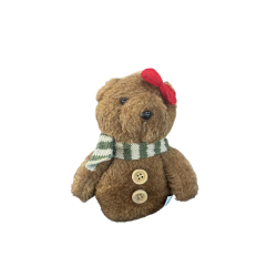 MINI OURS BRUN AVEC NOEUD ROUGE SUR LA TETE