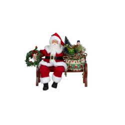 PERE NOEL ASSIS SUR UN BANC 28CM
