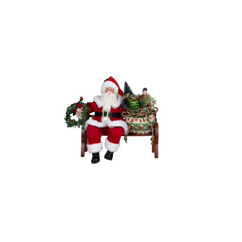 PERE NOEL ASSIS SUR UN BANC 28CM PERE NOEL ASSIS SUR UN BANC 28CM