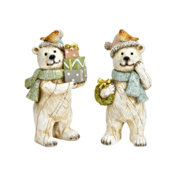 OURS EN POLY BLANC NOEL 8X17X6CM