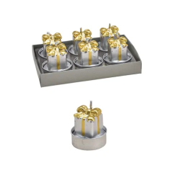 BOUGIE CHAUFFE PLAT PAQUET CADEAU ARGENTE