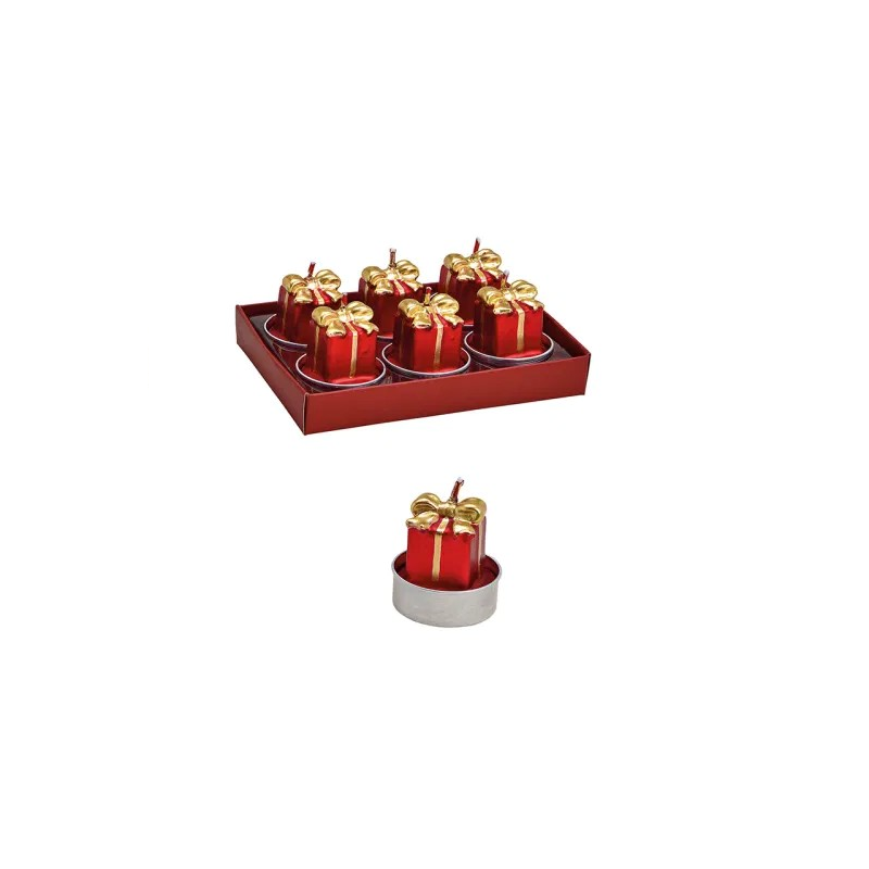BOUGIE CHAUFFE PLAT PAQUET CADEAUX ROUGE 6 PIECES