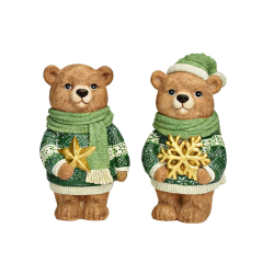 OURS CERAMIQUE DEBOUT HABIT VERT 10X18X8CM 1 PIECE