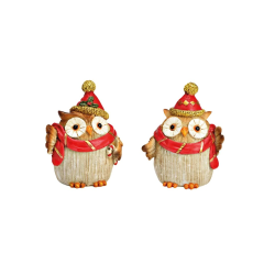 HIBOU AVEC ECHARPE ROUGE 9X12X9CM (1 pièce)