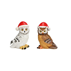 CHOUETTE AVEC BONNET DE NOEL 7X9X5CM 1 PIECE