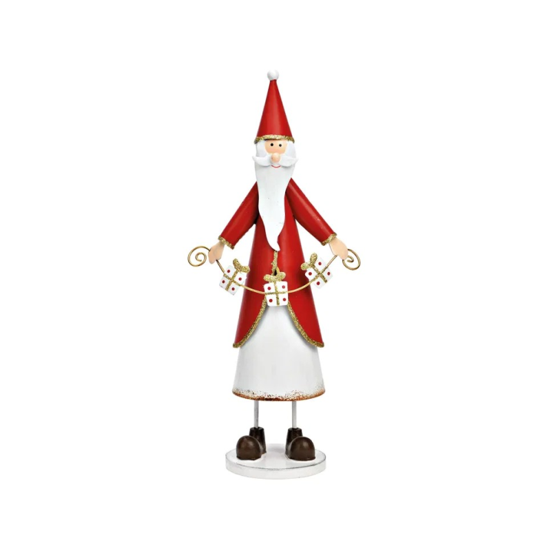 PERE NOEL AVEC CADEAU EN METAL 12X26X7 CM
