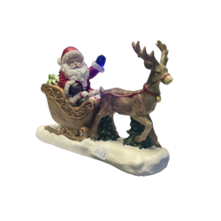 PERE NOEL EN TRAINEAU 20X13X7 CM