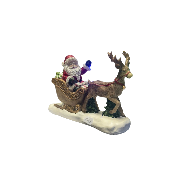 PERE NOEL EN TRAINEAU 20X13X7 CM