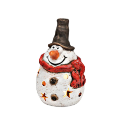 BONHOMME DE NEIGE EN GR7S POUR BOUGIE CHAUFFE PLAT 11X16X9 CM