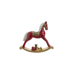 CHEVAL A BASCULE RESINE ROUGE 14,5 X 3 X H13 CM
