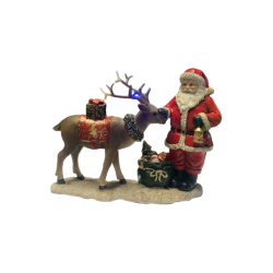 PERE NOEL AVEC RENNE 19X15X8CM