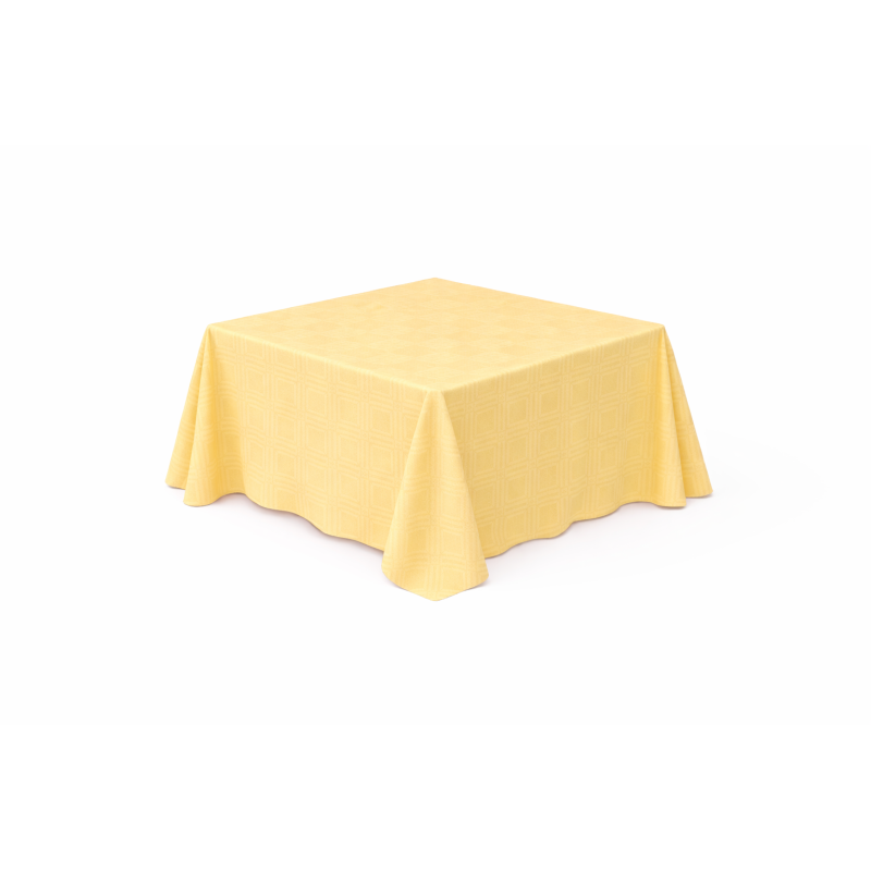 Nappe carrée damassé 230 x 230 cm Jaune Paille