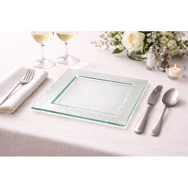 Assiette carrée Glass'line 28 X 28 cm