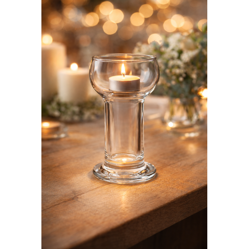 Photophore en verre Ø 8 cm H 17 cm