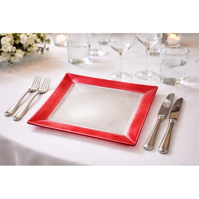 Assiette carrée Mix'Up Framboise 26 x 26 cm