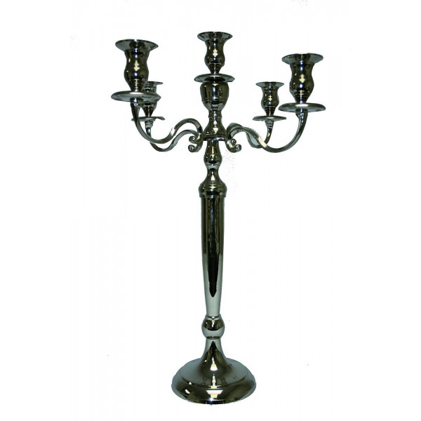 Chandelier 5 branches Bougeoir Transformable Argent 60cm Bougie