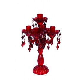 Chandelier rouge 5 branches H 40 cm